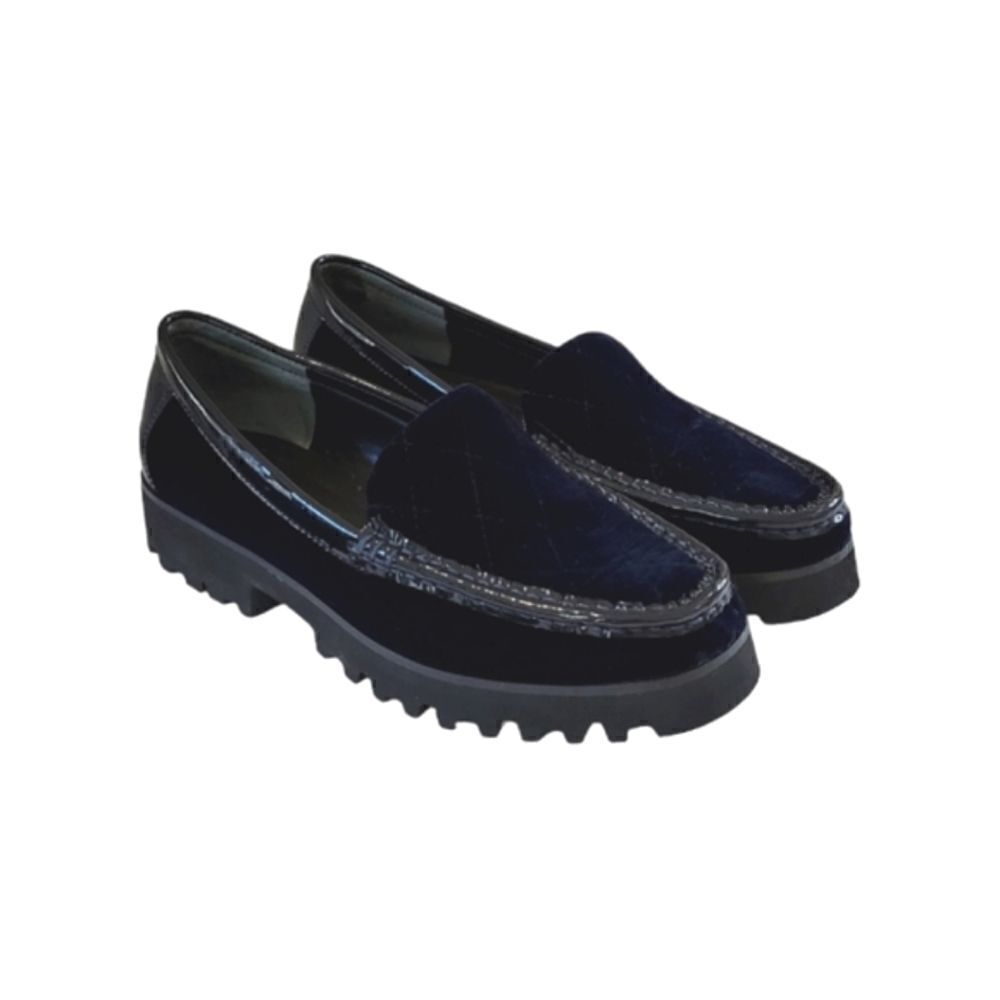 Donald Pliner Blue Velvet Quilted Roco Loafer Shoe Size 6